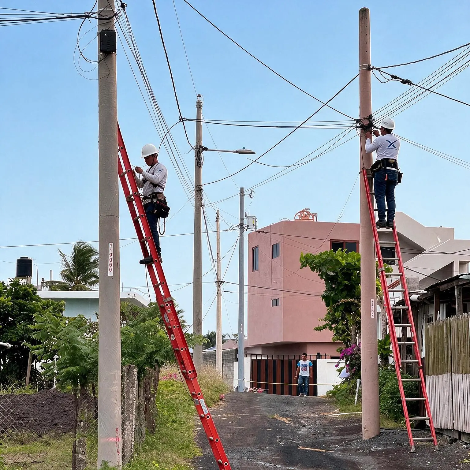 Técnicos de FLAI instalando red de fibra óptica en las islas